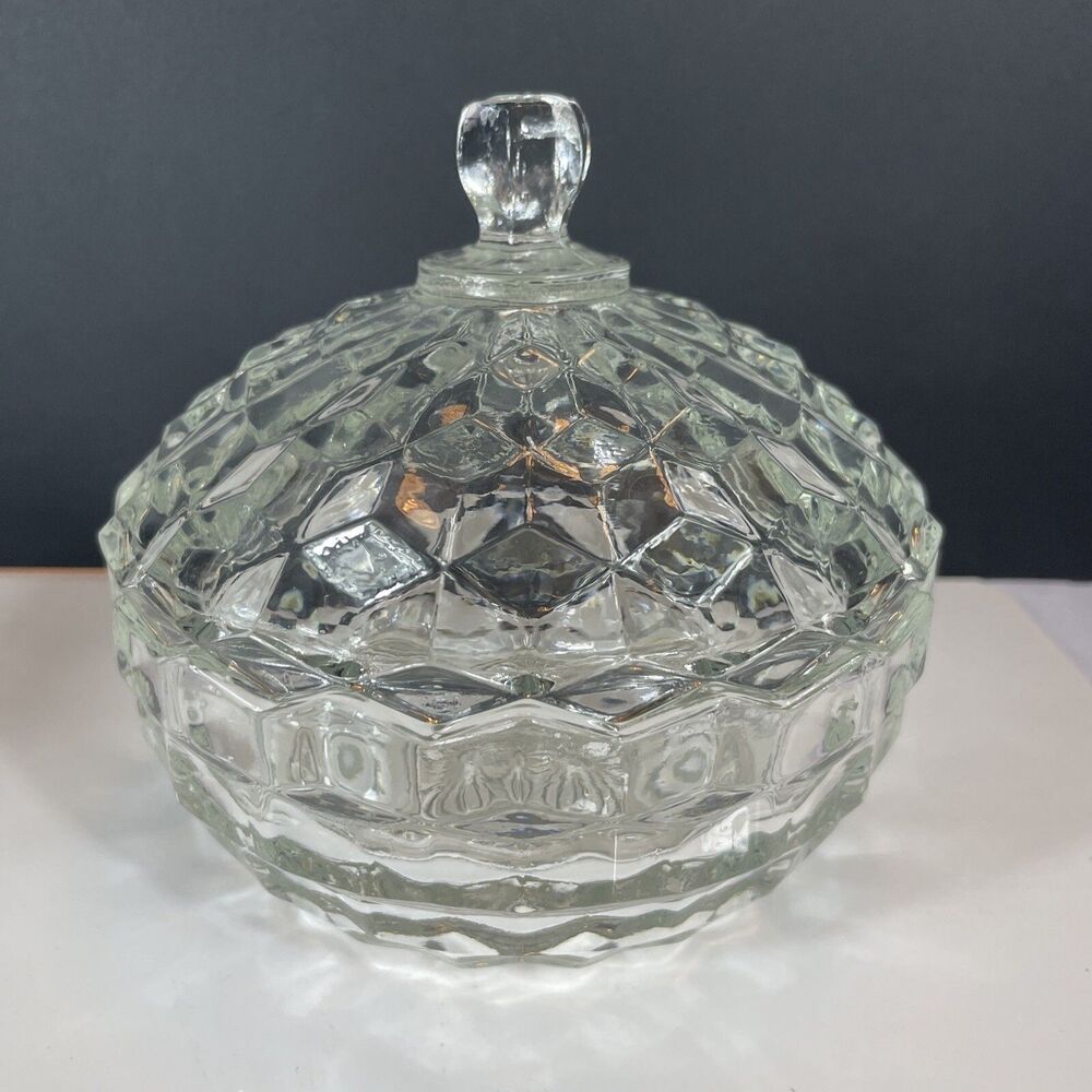 FOSTORIA AMERICAN CANDY DISH GLASS Crystal Lid Vintage Home Decor Gift - Picture 11 of 12